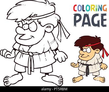 Arts martiaux karaté cartoon personnes coloriage Illustration de Vecteur