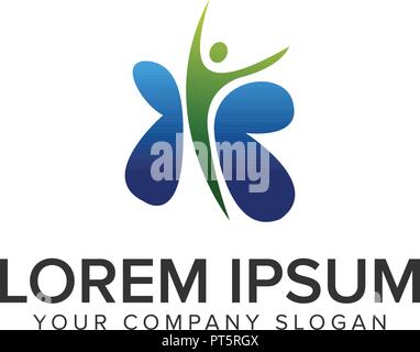 Logo papillon personnes, médecine healt personnes concept design de logo template Illustration de Vecteur