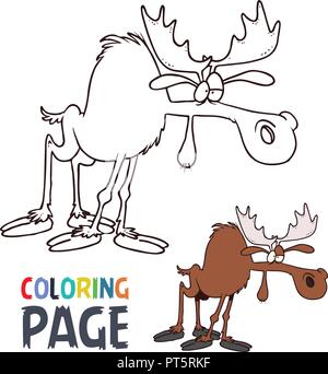 Coloriage dessin animé l'orignal Illustration de Vecteur