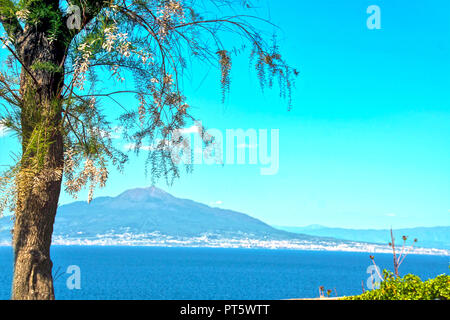 Golfe de Naples et le Vésuve vu de Sorrento Banque D'Images