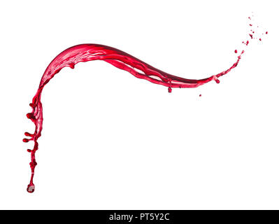 Splash de vin rouge isolé sur fond blanc Banque D'Images