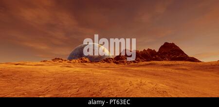 Extrêmement détaillées et réalistes en 3D haute résolution image d'une exo-planète comme Mars Banque D'Images