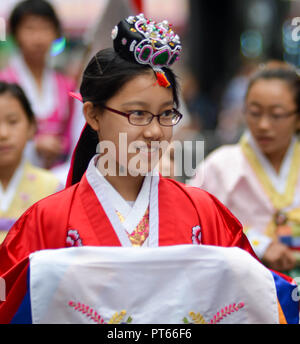 Manhattan, États-Unis. 06 Oct, 2018. Korean Day Parade sur la 6e Avenue entre la 34e Rue à la 27e rue à Manhattan. Credit : Ryan Rahman/Pacific Press/Alamy Live News Banque D'Images