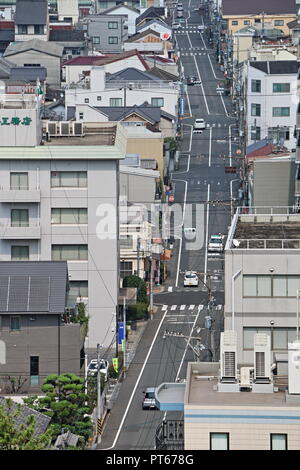 Vue de la ville de Fukuyama et Road, Fukuyama, Japon Banque D'Images