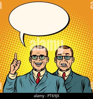 Heureux et triste deux affaires. Financement des entreprises. Comic cartoon retro pop art dessin illustration vectorielle Illustration de Vecteur