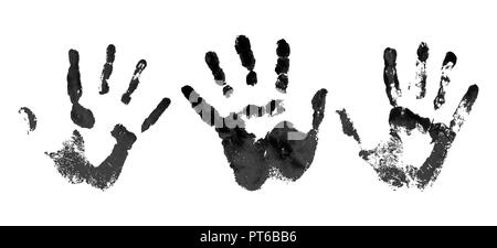 La main dans le sang noir. Bloody handprint sur fond blanc Illustration de Vecteur