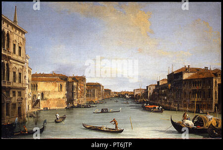 Veduta del Canal Grande / Vue sur le Grand Canal. Date/Période : De 1726 jusqu'à 1728. La peinture. Huile sur toile. Hauteur : 45 cm (17,7 in) ; largeur : 73 cm (28,7 in). Auteur : CANALETTO. Banque D'Images