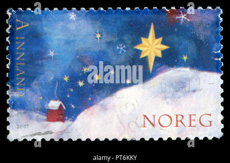 Timbre cachet de la Norvège a publié en 2007 dans la série de Noël Banque D'Images