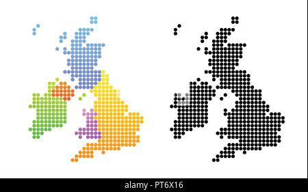 Carte de Royaume-Uni et Irlande en noir et couleur Illustration de Vecteur