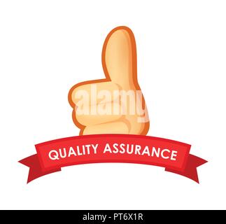 Inscrivez-Assurance Qualité - Emblème avec thumb up Illustration de Vecteur