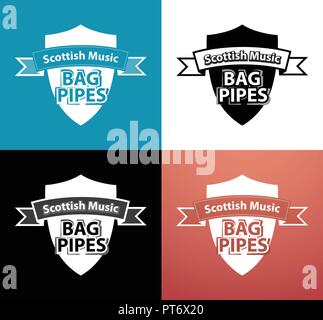 Avec l'emblème d'instruments de musique traditionnelle écossaise Illustration de Vecteur