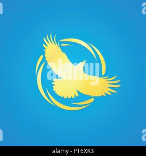 Logo de Crow dans la couleur d'Or Illustration de Vecteur