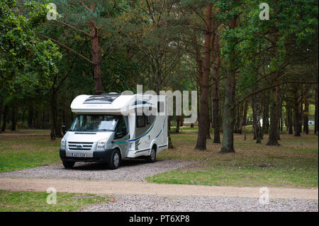 En vacances avec un camping-car loué à Sandringham, Norfolk, Royaume-Uni. Banque D'Images