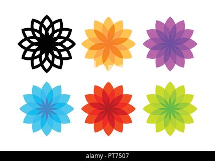 Fleurs colorées isolé sur fond blanc Illustration de Vecteur