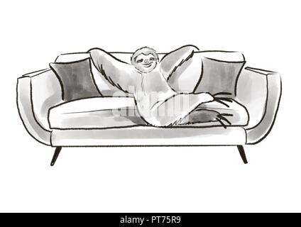 Sloth sur un canapé Banque D'Images