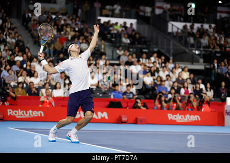 Tokyo, Japon. 7 Oct, 2018. Kei Nishikori (JPN), 7 octobre 2018 - Tennis : Rakuten Japan Open Tennis Championships 2018 Masculin finale à Tokyo, Japon. Credit : Naoki Morita/AFLO SPORT/Alamy Live News Banque D'Images