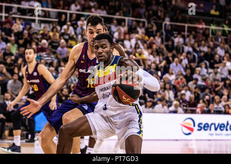 Barcelone, Espagne. 7Th Oct 2018. Dylan Ennis, # 31 de Morabanc Andorre en actions au cours de Liga Endesa match entre FC Barcelone et Lassa Morabanc Andorre sur Octobre 07, 2018 au Palau Blaugrana, à Barcelone, Espagne. Credit : AFP7/ZUMA/Alamy Fil Live News Banque D'Images