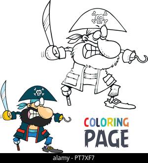 Dessin animé coloriage Pirate Illustration de Vecteur