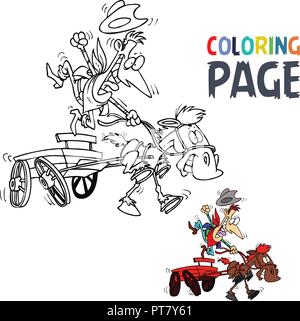 Les gens ride wagon coloriage dessin animé Illustration de Vecteur