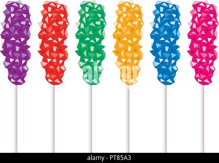 Rock candy set vecteur isolé sur fond blanc.rock sucre bonbons avec des bâtons pour milieux alimentaires Illustration de Vecteur