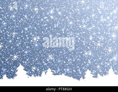 Joyeux Noël de la nature la neige qui tombe du ciel sur ciel bleu. Eps10 vector Illustration Illustration de Vecteur