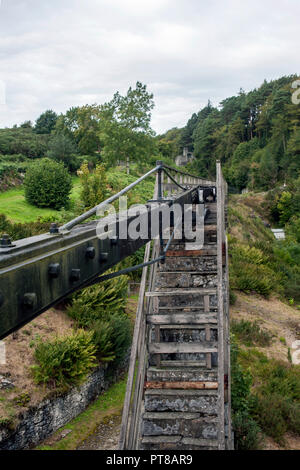 Mécanisme de la tige de moteur, la roue de Laxey, Île de Man Banque D'Images