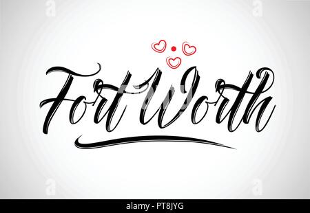 Fort Worth city texte conception avec coeur rouge design icône typographique approprié pour la promotion touristique Illustration de Vecteur