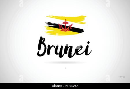 Drapeau du pays brunei avec concept design grunge adaptés à une icône logo design Illustration de Vecteur
