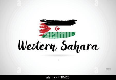 Sahara occidental drapeau du pays avec concept design grunge adaptés à une icône logo design Illustration de Vecteur