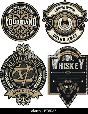 Ensemble de 4 ou étiquettes pour l'emballage Illustration de Vecteur