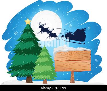 Panneau en bois en traîneau père noël concept illustration Illustration de Vecteur