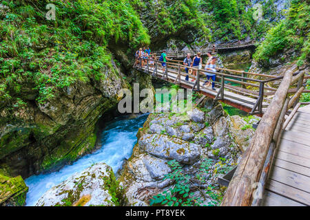Les gens dans la gorge et une passerelle. Banque D'Images