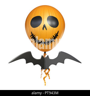 Avec tête ballon effrayant pour Halloween bat le rendu 3D illustration isolé sur fond blanc Banque D'Images