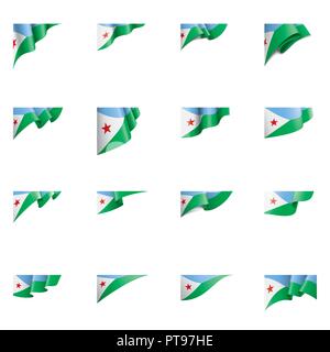 Djibouti drapeau, vector illustration sur fond blanc Illustration de Vecteur