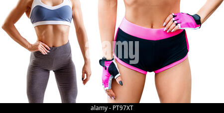 Collage d'aptitude femme debout avec ses mains sur la ceinture. Banque D'Images