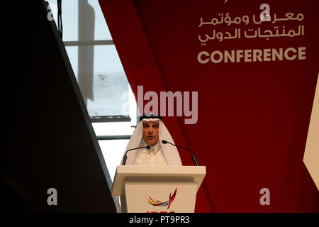 / Qatar Doha - Octobre 8, 2018 : Akbar Al Baker, directeur général de Qatar Airways, la conférence de l'IPEC à Doha, Qatar Crédit : Dominic Dudley/Alamy Live News Banque D'Images