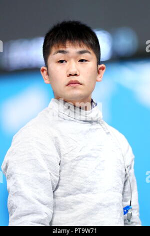 Buenos Aires, Argentine. 7 Oct, 2018. Hibiki Kato (JPN) : Escrime Sabre individuel hommes quart de finale au cours de Buenos Aires 2018 Jeux Olympiques de la jeunesse au Parc olympique de la jeunesse à Buenos Aires, Argentine . Credit : Naoki Nishimura/AFLO SPORT/Alamy Live News Banque D'Images