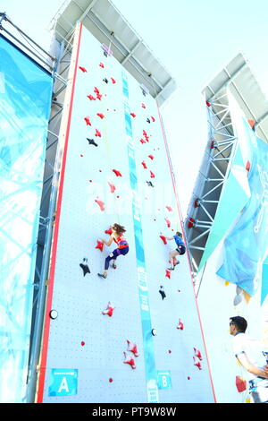 Vue générale, le 7 octobre 2018 - L'escalade sportive : des femmes, de la vitesse au cours de Qualification Buenos Aires 2018 Jeux Olympiques de la jeunesse au parc urbain à Buenos Aires, Argentine. (Photo par Naoki Nishimura/AFLO SPORT) Banque D'Images