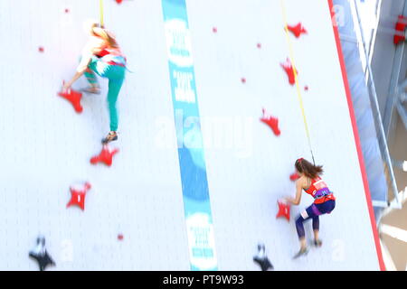 Vue générale, le 7 octobre 2018 - L'escalade sportive : des femmes, de la vitesse au cours de Qualification Buenos Aires 2018 Jeux Olympiques de la jeunesse au parc urbain à Buenos Aires, Argentine. (Photo par Naoki Nishimura/AFLO SPORT) Banque D'Images