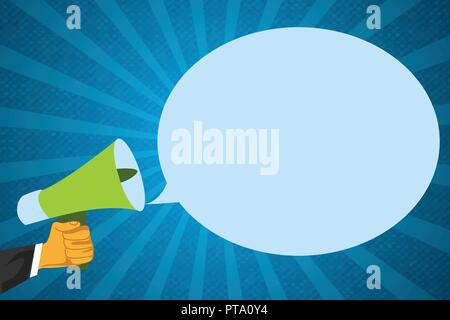 Télévision design business concept Illustration vectorielle de l'espace copie du modèle de texte pour site isolé Ad esp 3D isométrique. Human Hand Holding Megaphone et B Illustration de Vecteur