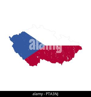 Silhouette de pays République tchèque avec drapeau sur le fond blanc Illustration de Vecteur