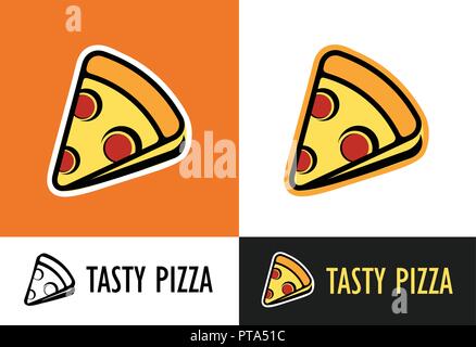 Des morceaux de pizza isolé sur fond différents. Ensemble d'illustration vectorielle de la cuisine italienne. Illustration de Vecteur