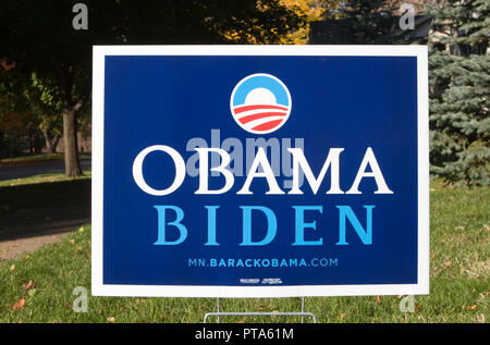 2008 Historique United States presidential election yard signe pour les démocrates Barack Obama et Joe Biden Banque D'Images