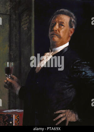 Autoportrait avec le verre, 1885. Organisateur : Böcklin, Arnold (1827-1901). Banque D'Images