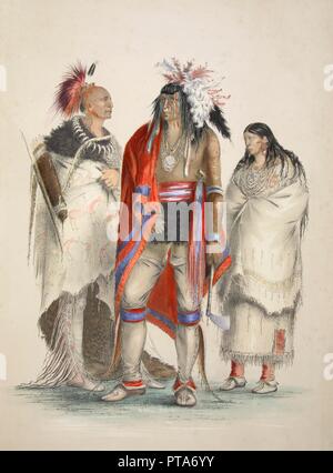 Les Indiens d'Amérique du Nord, pub. Lithographie couleur (1845). Créateur : George Catlin (1796 - 1872). Banque D'Images