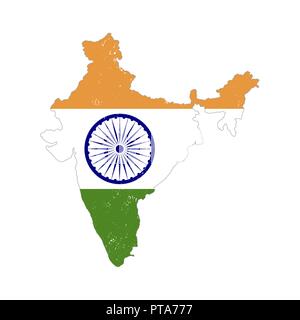 Silhouette de pays Inde avec drapeau sur le fond blanc Illustration de Vecteur