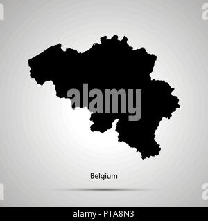 Belgique Carte du pays, simple silhouette noire Illustration de Vecteur