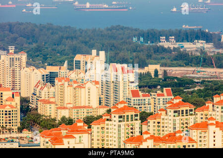 Vue aérienne de Singapour l'architecture à haute densité National Stadium, Tanjong Rhu avec Costa Rhu Condominium Banque D'Images