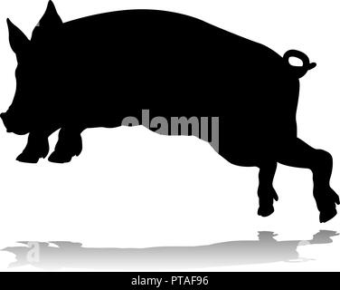 Pig Farm Animal Silhouette Illustration de Vecteur