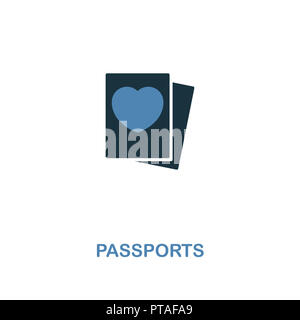 L'icône de passeports en deux couleur design. Élément simple illustration. L'icône de création de passeports à partir de la collection de miel. Pour la conception web, apps et l'impression. Banque D'Images